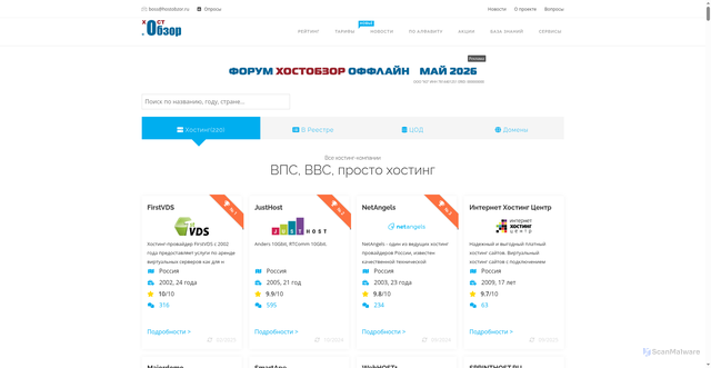 Security scan screenshot of https://hostobzor.ru