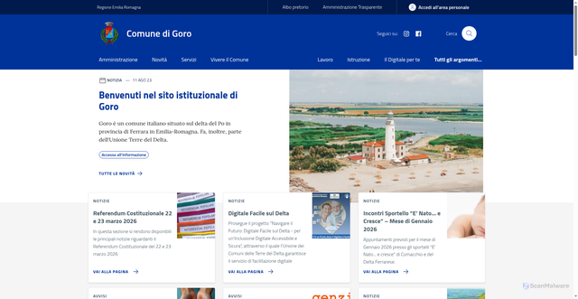 Security scan screenshot of https://www.comune.goro.fe.it/