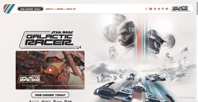 Security scan screenshot of https://starwarsgalacticracer.com