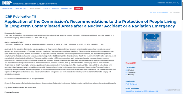 Security scan screenshot of https://www.icrp.org/publication.asp?id=icrp+publication+111