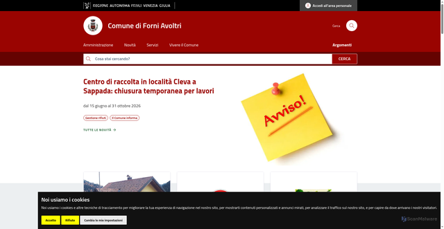 Security scan screenshot of https://WWW.COMUNE.FORNI-AVOLTRI.UD.IT