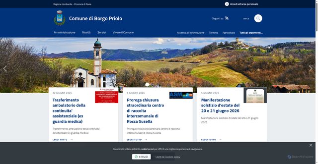 Security scan screenshot of https://www.comune.borgopriolo.pv.it