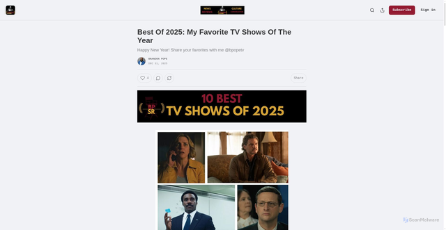 Security scan screenshot of https://bpopetv.substack.com/p/best-of-2025-my-favorite-tv-shows