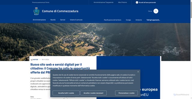 Security scan screenshot of https://www.comune.commezzadura.tn.it/