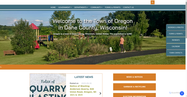 Security scan screenshot of https://townoforegonwi.gov/