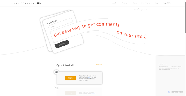Security scan screenshot of https://www.htmlcommentbox.com
