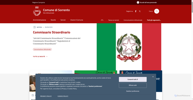 Security scan screenshot of https://www.comune.sorrento.na.it