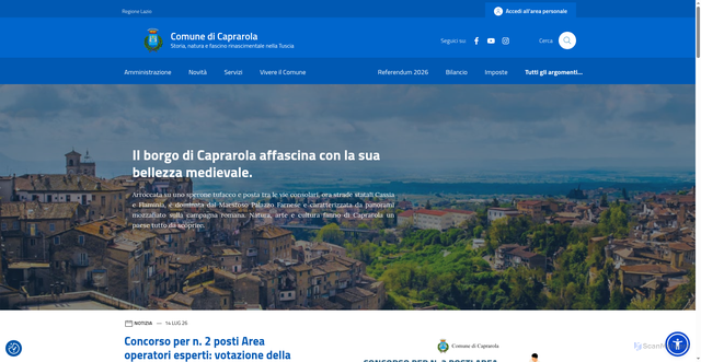 Security scan screenshot of https://www.comune.caprarola.vt.it