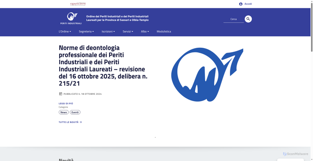 Security scan screenshot of https://www.peritindustriali.sassari.it/