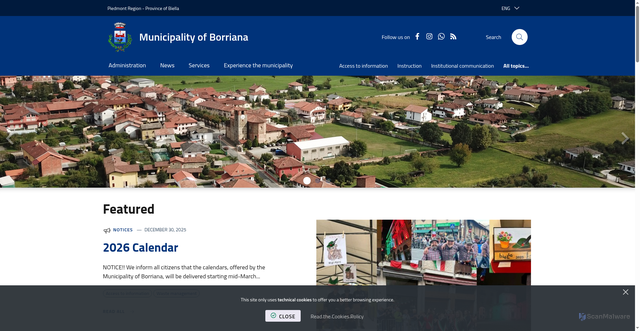 Security scan screenshot of https://www.comune.borriana.bi.it/it-it/home