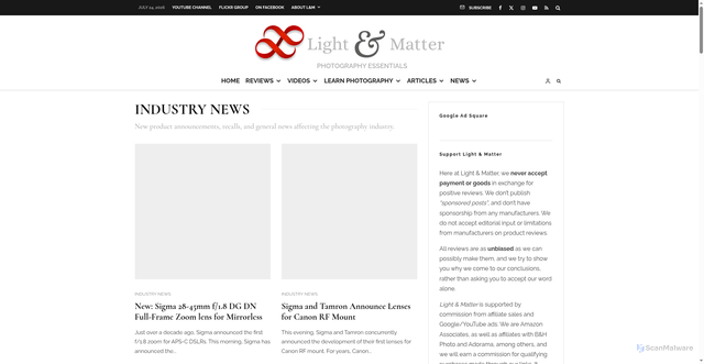 Security scan screenshot of https://www.lightandmatter.org/category/news-2/industry-news/