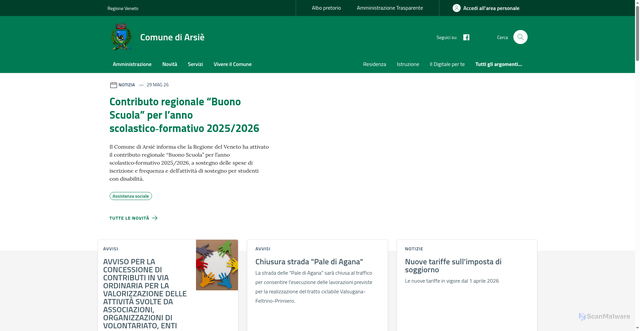 Security scan screenshot of http://www.comune.arsie.bl.it/myportal/C_A443/home