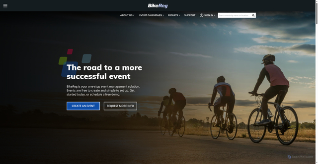 Security scan screenshot of https://bikereg.com