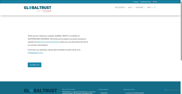 Security scan screenshot of https://globaltrust.eu