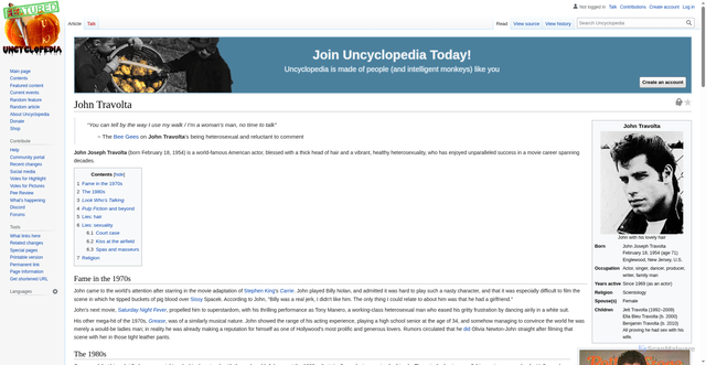 Security scan screenshot of https://en.uncyclopedia.co/wiki/John_Travolta