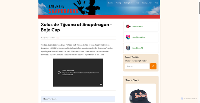 Security scan screenshot of https://www.enterthesnapdragon.com/soccer-xolos