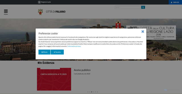 Security scan screenshot of https://www.comune.paliano.fr.it/home.html