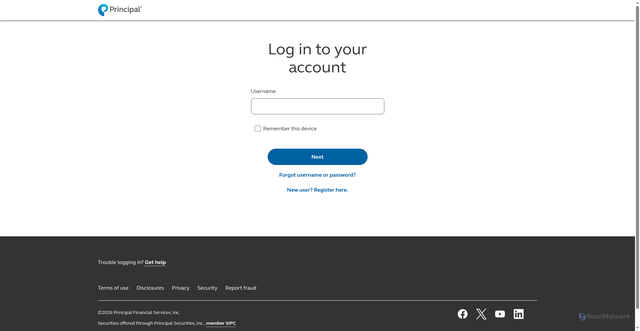 Security scan screenshot of https://secure02.principal.com