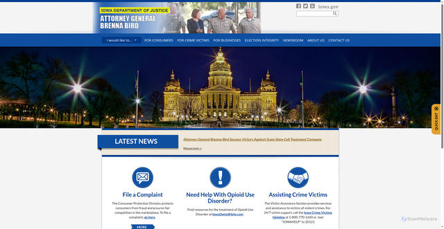 Security scan screenshot of https://www.iowaattorneygeneral.gov/