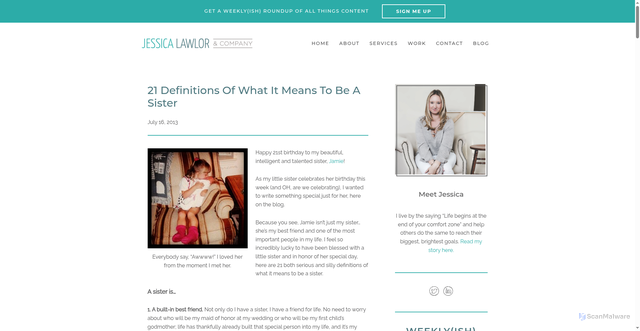 Security scan screenshot of https://jessicalawlor.com/2013/07/what-it-means-to-be-a-sister/
