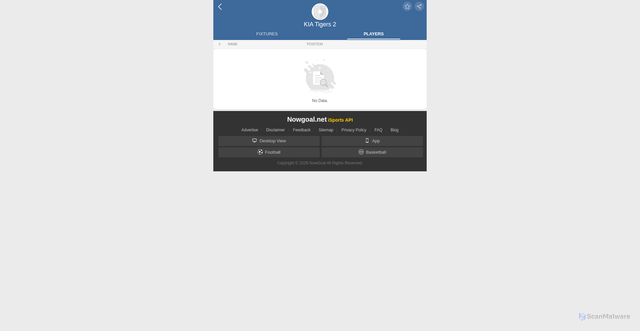 Security scan screenshot of https://m.nowgoal.net/baseball/team/players/557/