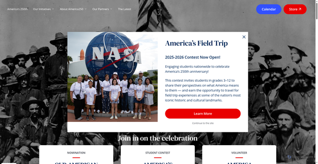 Security scan screenshot of https://america250.org/