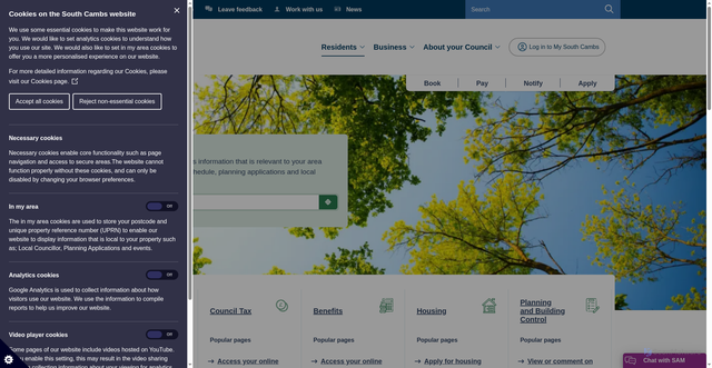 Security scan screenshot of https://www.scambs.gov.uk/