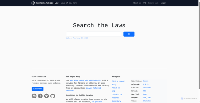 Security scan screenshot of https://newyork.public.law