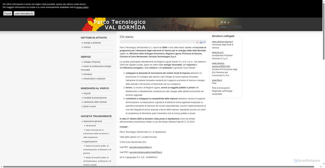 Security scan screenshot of https://www.parcotecnologicovalbormida.filse.it/