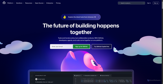 Security scan screenshot of https://github.com/