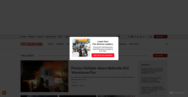 Security scan screenshot of https://fireengineering.com