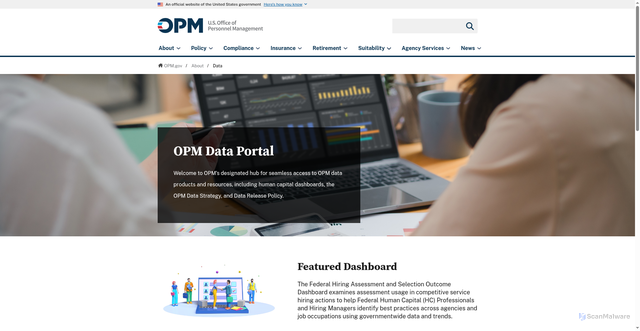 Security scan screenshot of https://www.opm.gov/data/