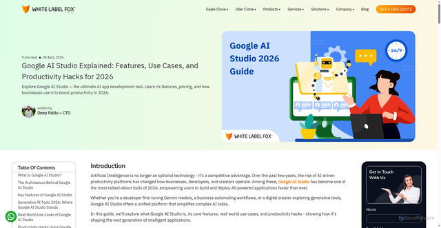 Security scan screenshot of https://whitelabelfox.com/what-is-google-ai-studio-and-how-to-use-it/