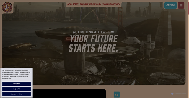 Security scan screenshot of https://startrek.com/StarfleetAcademy/
