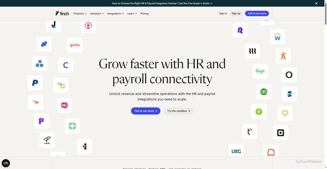 Security scan screenshot of https://finchapi.com
