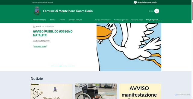 Security scan screenshot of https://www.comune.monteleoneroccadoria.ss.it