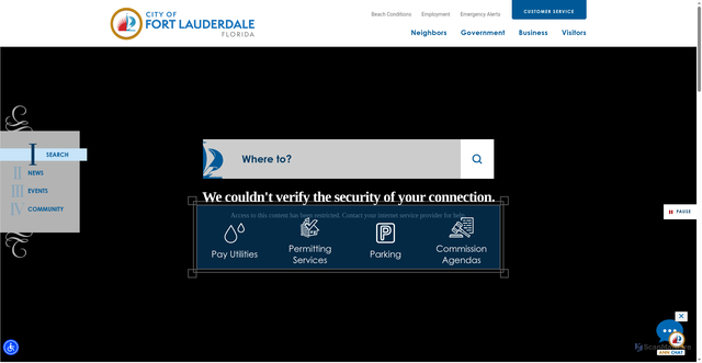 Security scan screenshot of https://www.fortlauderdale.gov/