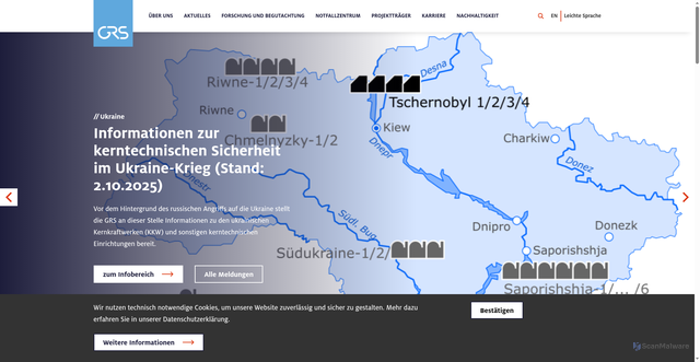 Security scan screenshot of http://www.grs.de/