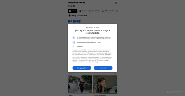 Security scan screenshot of https://picks.my