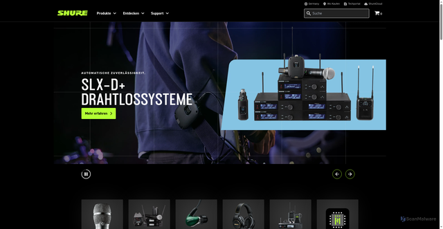 Security scan screenshot of https://shure.com