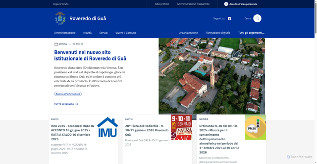 Security scan screenshot of https://www.comune.roveredodigua.vr.it/