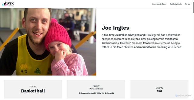 Security scan screenshot of https://www.sportsdads.com.au/dads/joe-ingles/