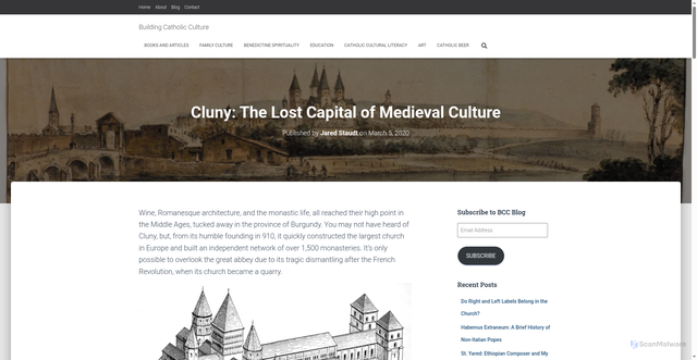 Security scan screenshot of https://buildingcatholicculture.com/cluny-the-lost-capital-of-medieval-culture/