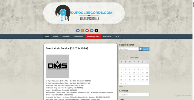 Security scan screenshot of https://djpoolrecords.com