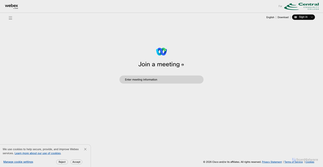 Security scan screenshot of https://centralcc.webex.com