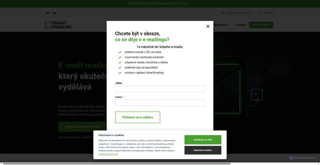 Security scan screenshot of https://smartemailing.cz