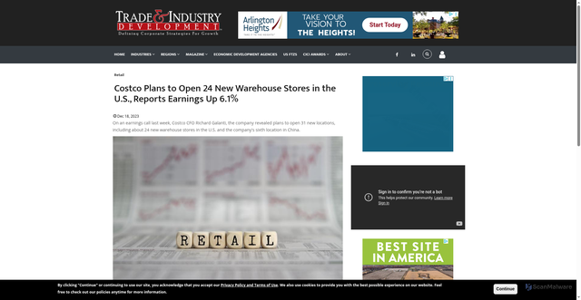 Security scan screenshot of https://www.tradeandindustrydev.com/industry/retail/news/costco-plans-open-24-new-warehouse-stores-us-32578