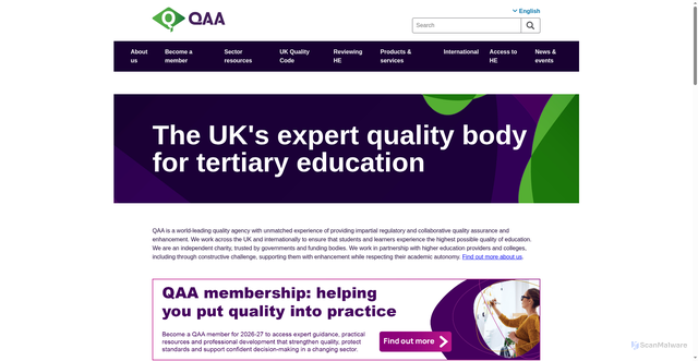Security scan screenshot of http://www.qaa.ac.uk