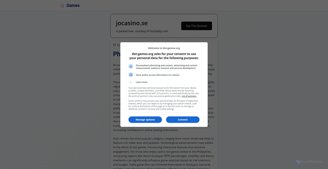 Security scan screenshot of https://jocasino.se