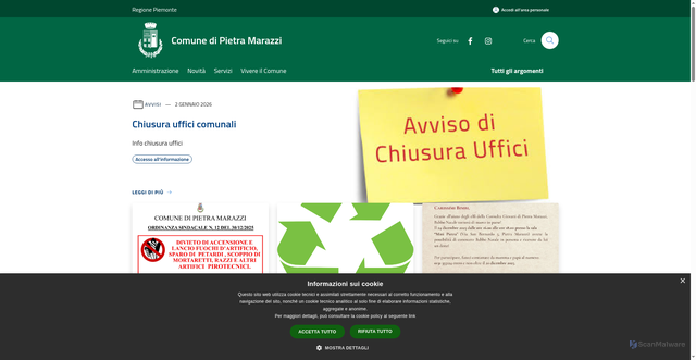 Security scan screenshot of https://www.comune.pietramarazzi.al.it/it